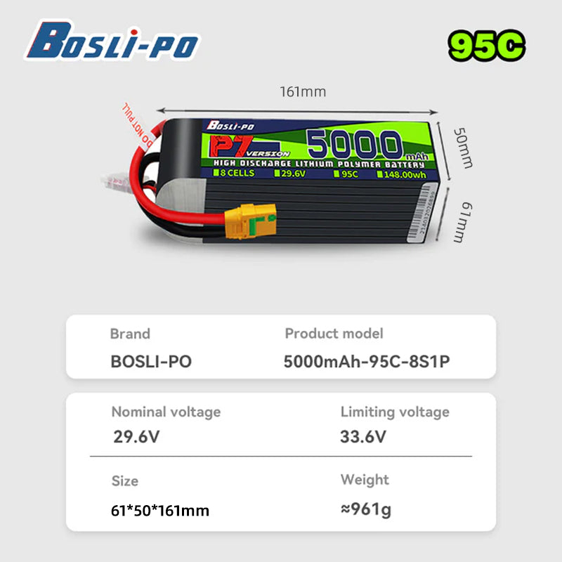 Boslipo P7 Versie 5000mAh 95C  - Drone Racing Battery recensie en prijs
